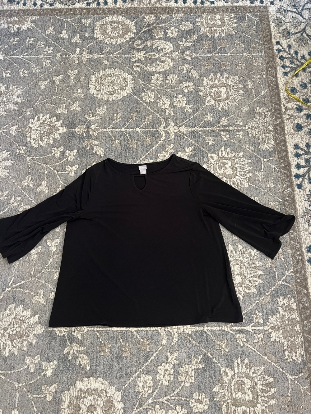 Chico's Black Keyhole 3/4 Sleeve Blouse